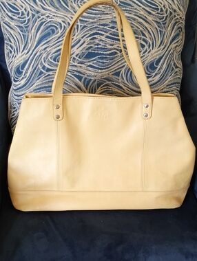 Rowallan Light Yellow Leather Tote Bag
